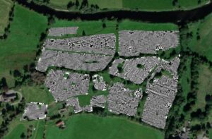 Newtown Jerpoint Geophysics overlay on aerial mapping